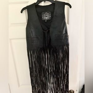 Black Western/Biker Fringe Vest